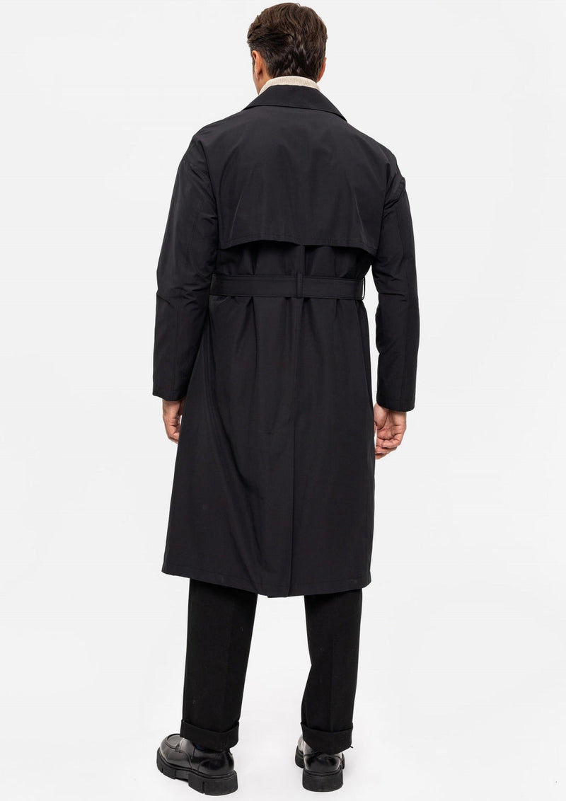 ANTIOCH | OVERSIZED Trenchcoat mit doppelreihiger Knopfleiste – Schwarz