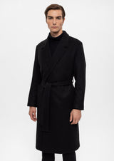 ANTIOCH | Oversized Mantel mit Gürtel und großen Taschen – Schwarz