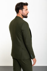 MCR | Zweiteiliges Set, Slim Fit Sakko und Hose mit Kordelzug – Dunkelgrün