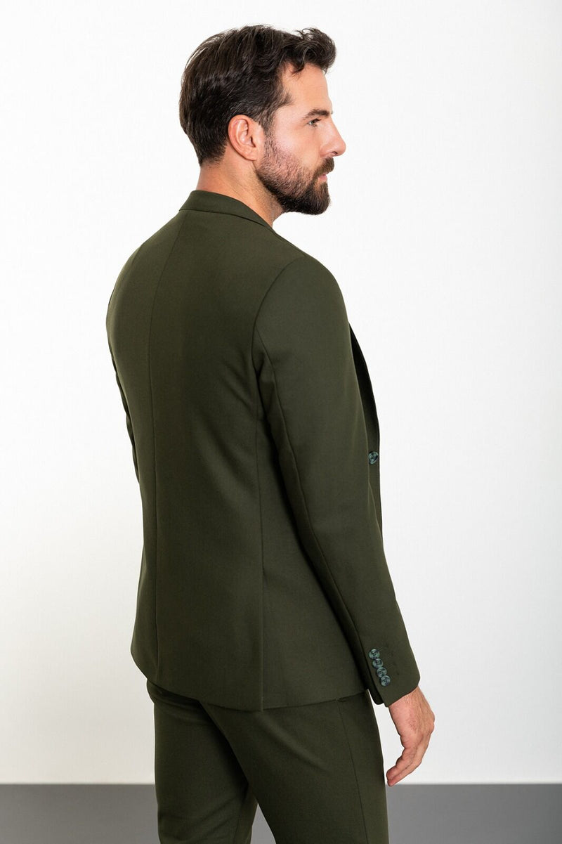 MCR | Zweiteiliges Set, Slim Fit Sakko und Hose mit Kordelzug – Dunkelgrün