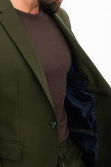 MCR | Zweiteiliges Set, Slim Fit Sakko und Hose mit Kordelzug – Dunkelgrün