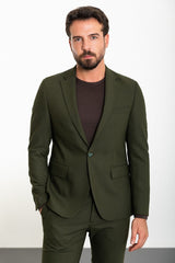 MCR | Zweiteiliges Set, Slim Fit Sakko und Hose mit Kordelzug – Dunkelgrün