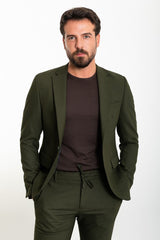 MCR | Zweiteiliges Set, Slim Fit Sakko und Hose mit Kordelzug – Dunkelgrün