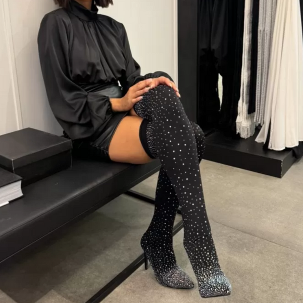 NINA ✨Glitzernde Faux-Diamanten-Kniestiefel für Frauen✨