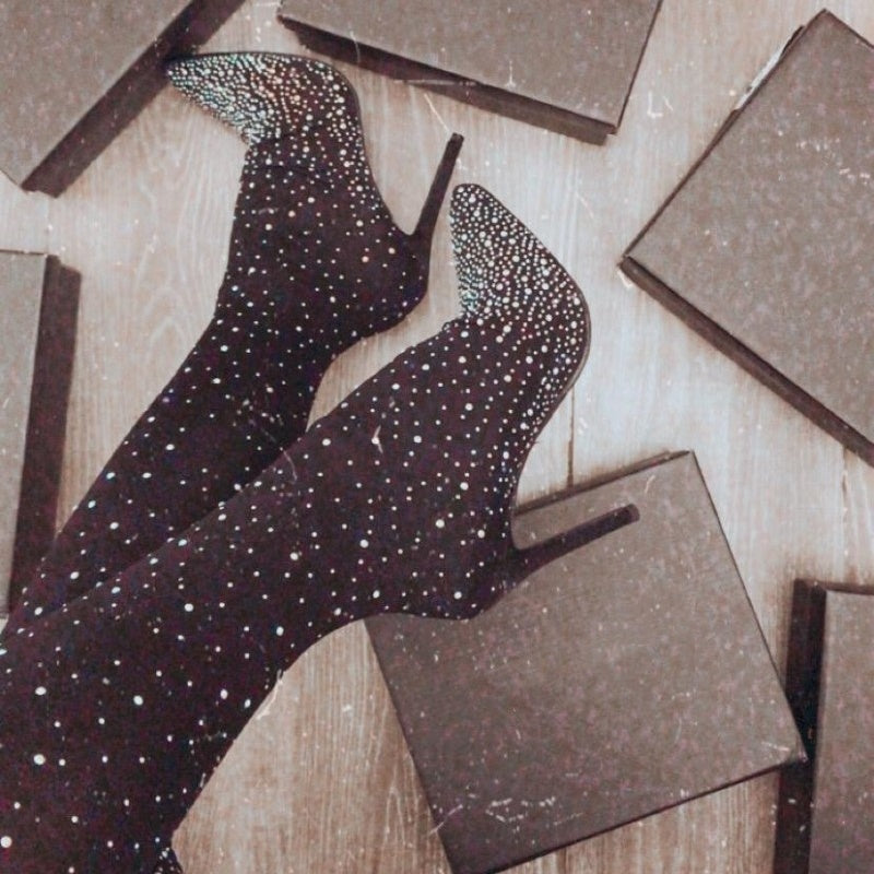 NINA ✨Glitzernde Faux-Diamanten-Kniestiefel für Frauen✨